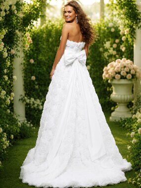 NWT Sherri Hill White Bridal Dress with 3-D Roses, size 4